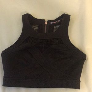 Black zip up crop top